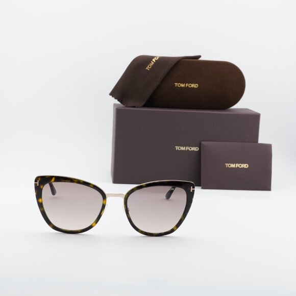 Tom Ford Simona FT0717 52F Cat Eye Sunglasses - Havana/Gold/Brown